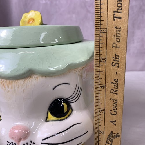 Vintage Cat Cookie Jar Miss Priss Style Hand Painted with Lid Unique - Picture 12 of 13