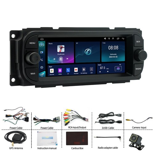 Car Stereo Radio For Dodge Grand Cherokee Wrangler Chrysler 2+32G+Camera Carplay - Picture 3 of 11
