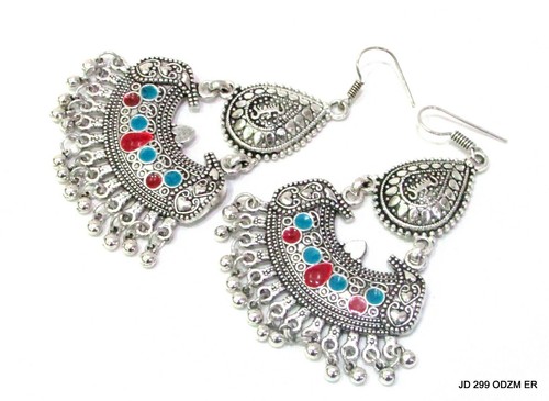 Oxidized Enameled Chandelier Dangle Drops Banjara Earrings Boho, Gypsy, Bohemian - 第 5/6 張圖片