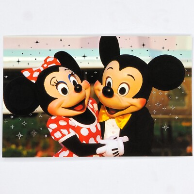 Mickey Mouse Minnie Mouse Postcard Disney Parks Foil Stars Pixie Dust Sparkle