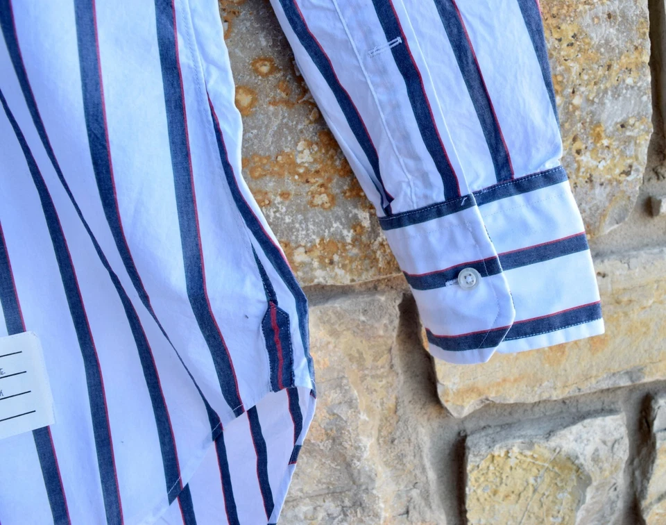 $425 Thom Browne White Shirt Striped L/S Button Down SS16 USA Made Men's Size 1 - Image 4 of 4