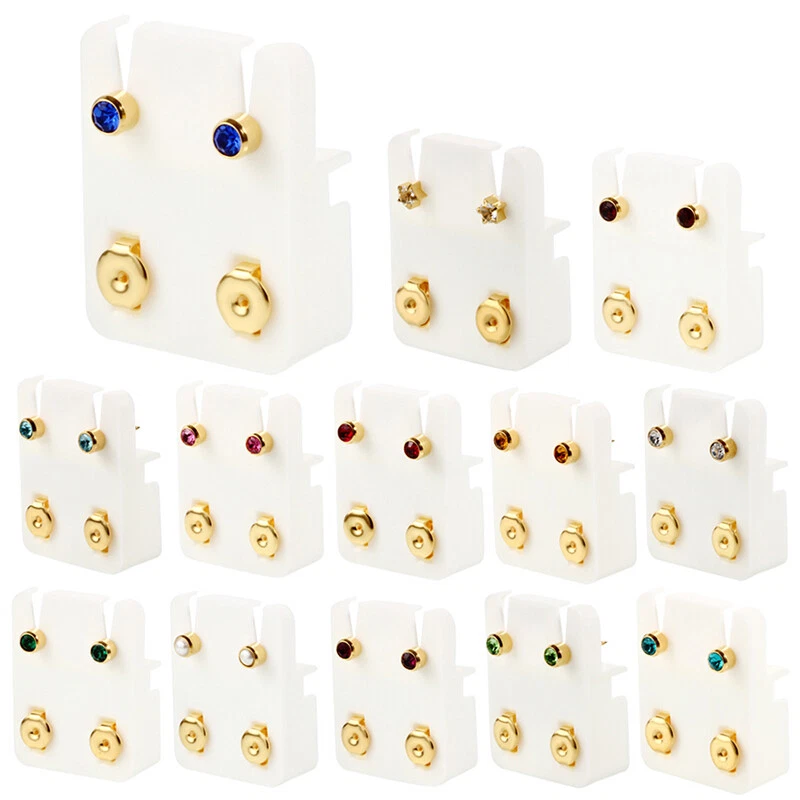 Ohr Piercing Edelstahl Ohrstecker Runder Kristall Gold Farbe Ohrring 2mm , - Bild 3 von 4