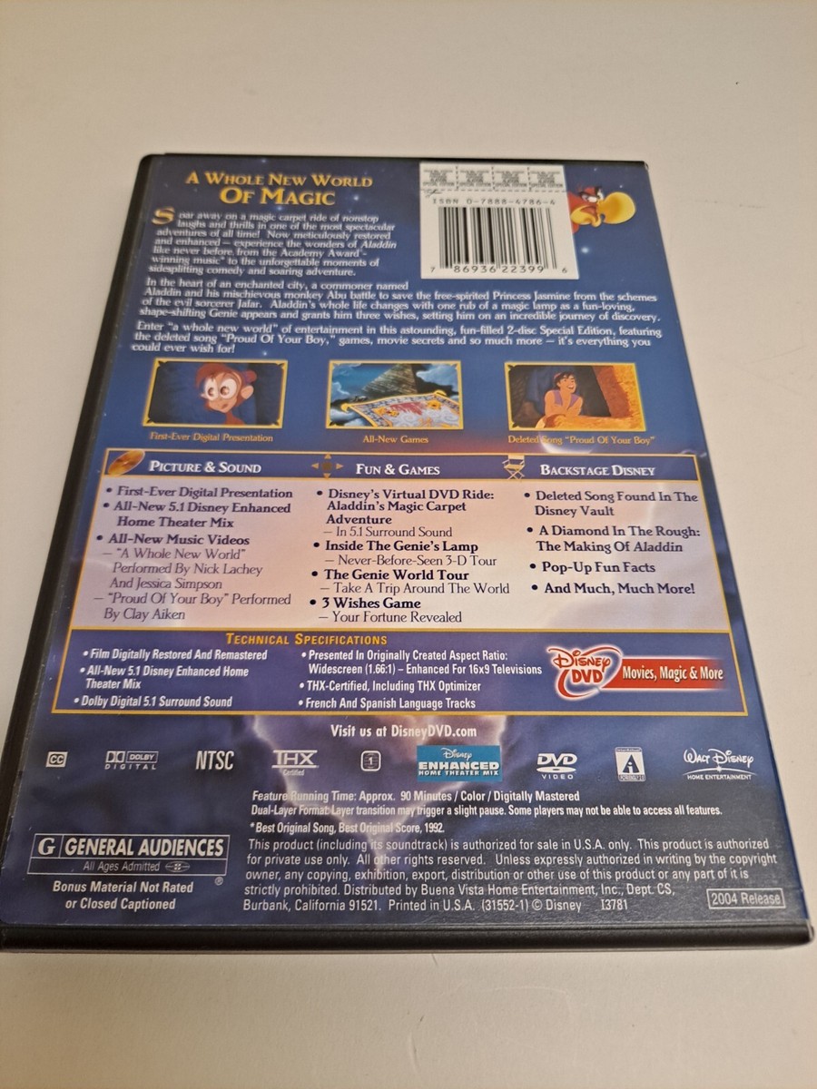 Aladdin 2-Disc DVD Walt Disney Special Platinum Edition with