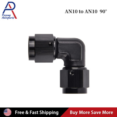 10AN Female to 10AN Female 90 Degree Swivel Coupler Union Fitting Adapter Black