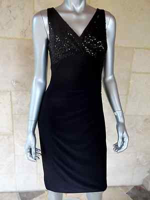 $154 RALPH LAUREN Capetown Black Stretch Sequined Cocktail Evening Dress Sz  4 | eBay