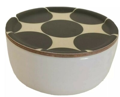 Crate &Barrel Handsome Ivory Porcelain Soup/ Dip Bowl  w/Lid NEW