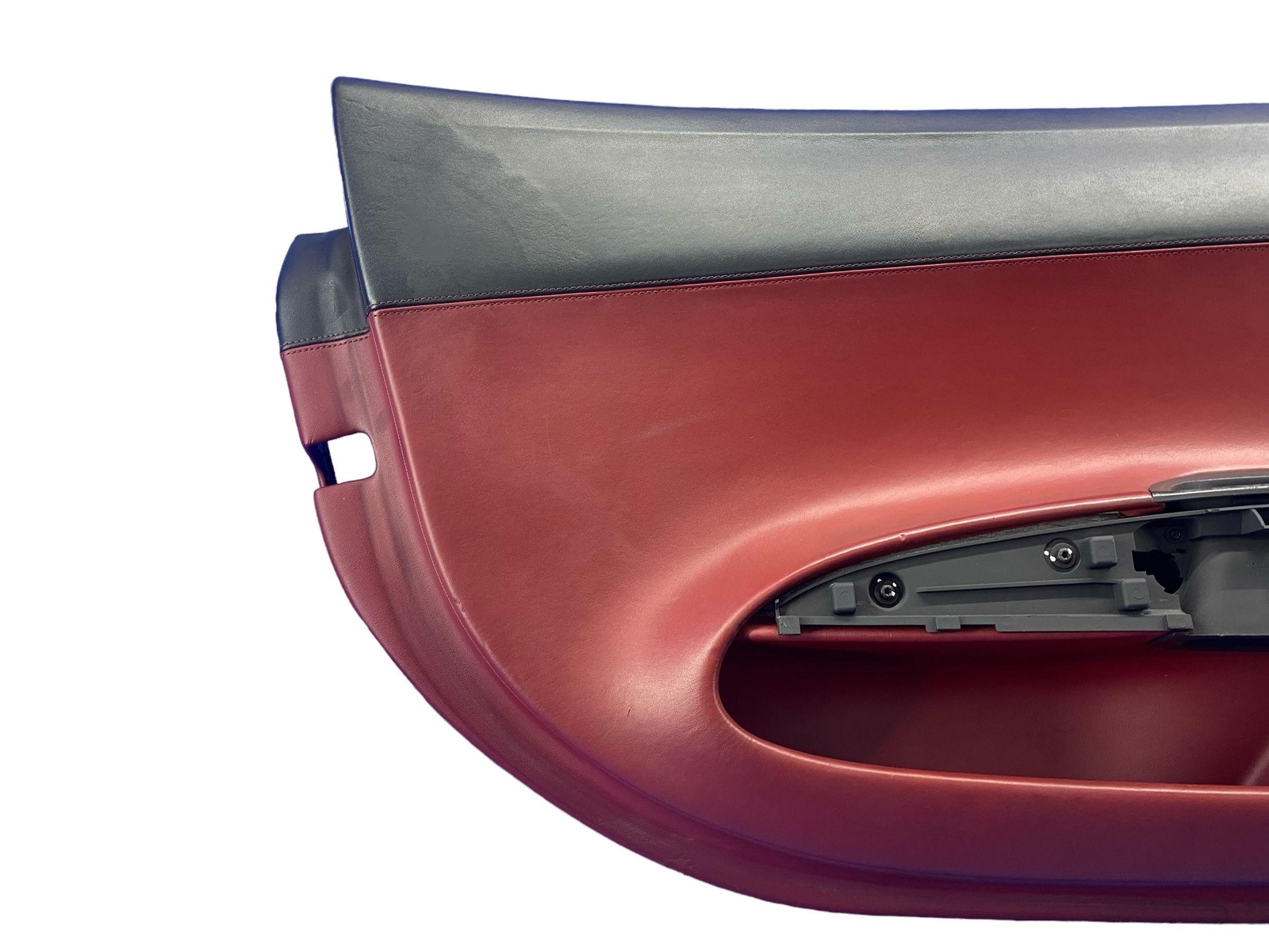 2011-2015 AUDI R8 SPYDER FRONT LEFT DOOR TRIM PANEL BLACK & RED LEATHER *INDENTS