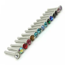 18G Stainless Steel Nose Ring Rings 2.5mm Crystal Bones Comfortable 15 PC Lot
