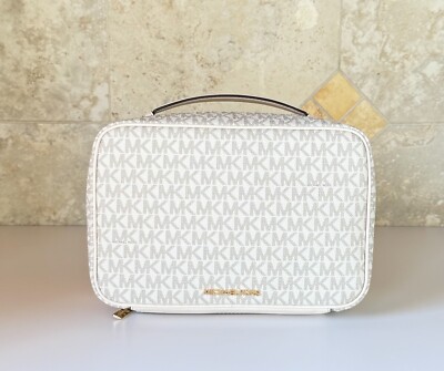 MICHAEL KORS JET SET TRAVEL LARGE HANGING TOILETRY CASE MK LIGHT CREAM
