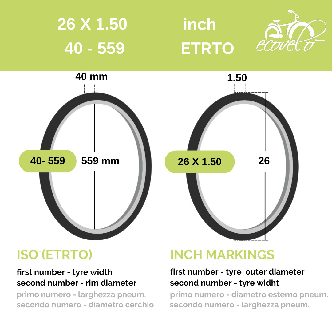 2 COPERTONI 26X1.50 + CAMERE PNEUMATICI 40-559 NERI PER MTB BICICLETTA IBRIDA foto 2