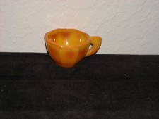 Akro Agate Small Octagonal Cup with Open Handle Unusual Pumpkin Color