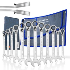 Ratschen-Ring-Maulschlüssel Satz 8-19mm Ringratschenschlüssel Set Arbeitswinkel