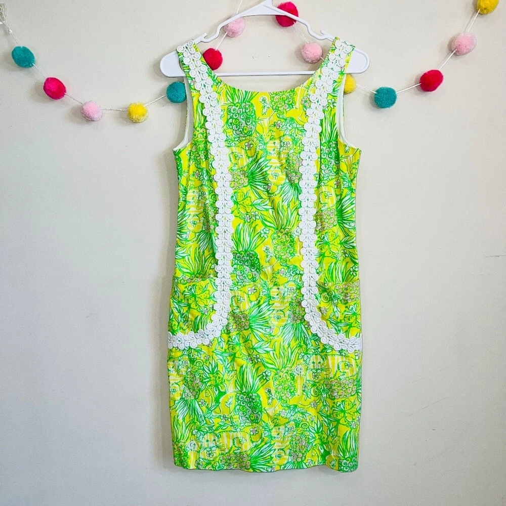 Lilly Pulitzer Liz Shift Dress in Sweet Tarty Crazy Cat House Print Size 4  | eBay