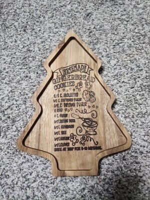 Wood Christmas Tree Shaped Tray Homemade Gingerbread Cookies Recipe