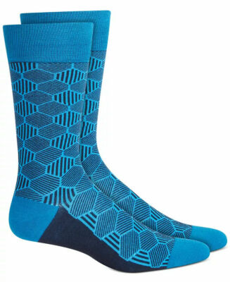 ALFANI Men's Blue & Black Honeycomb AlfaTech Repreve Dress Socks Size 7-12