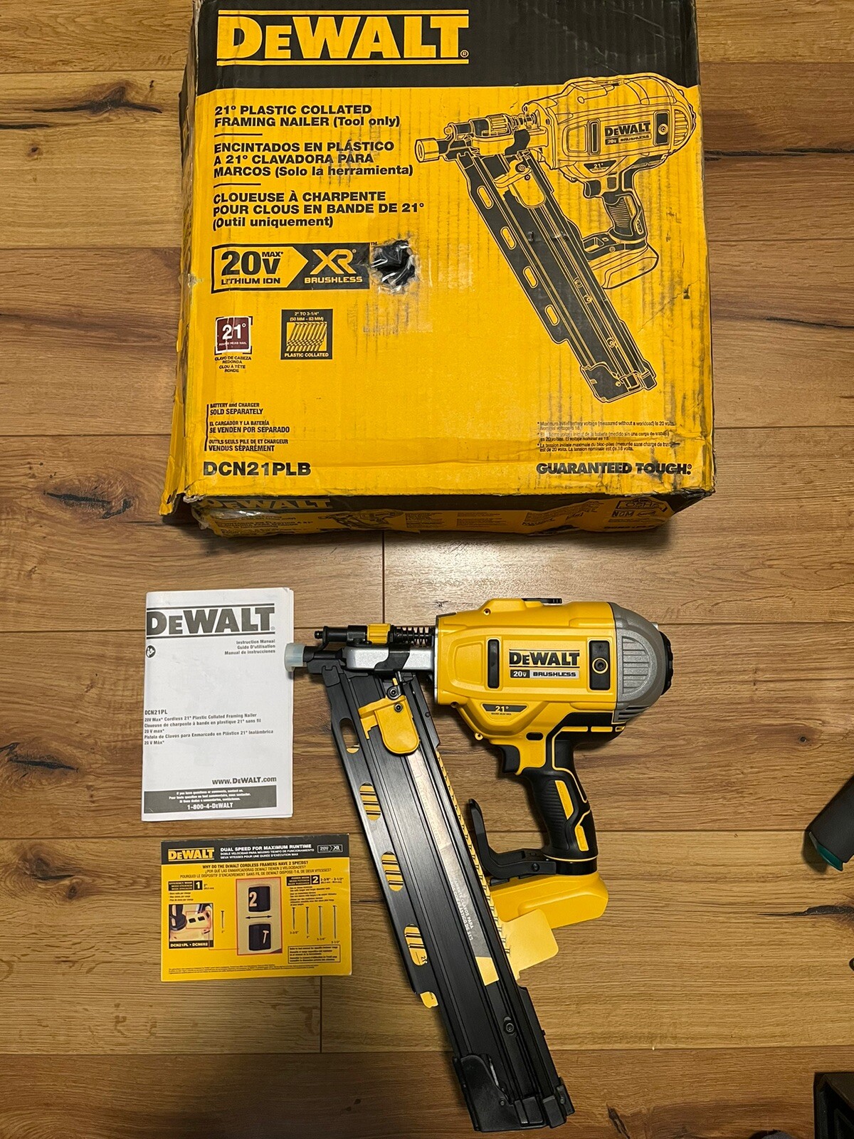 DeWalt DCN21PLB 20V MAX 21PL Cordless Collated Framing Nailer Gun