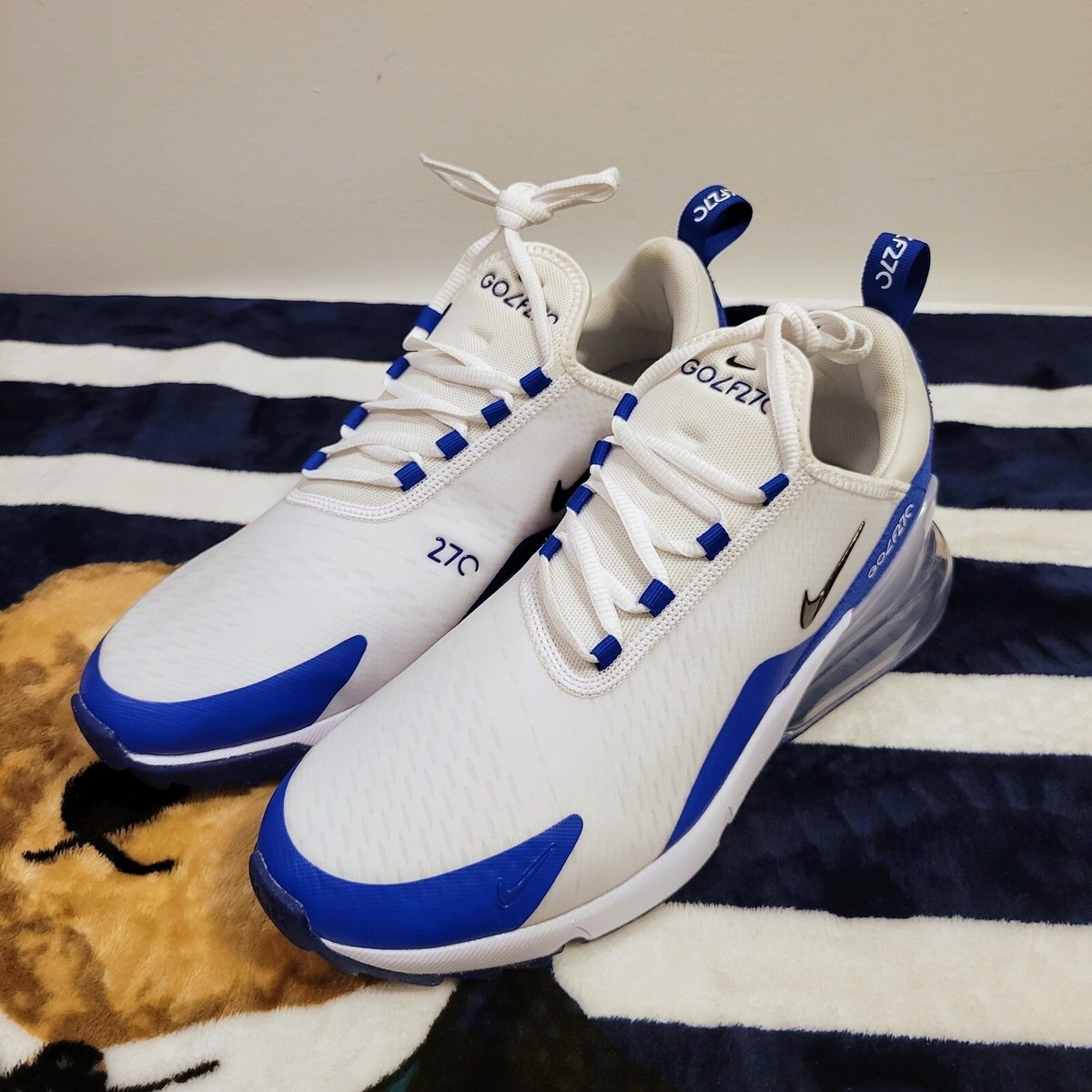 Nike Air Max 270 G White Racer Blue Nike Golf Shoes (CK6483-106