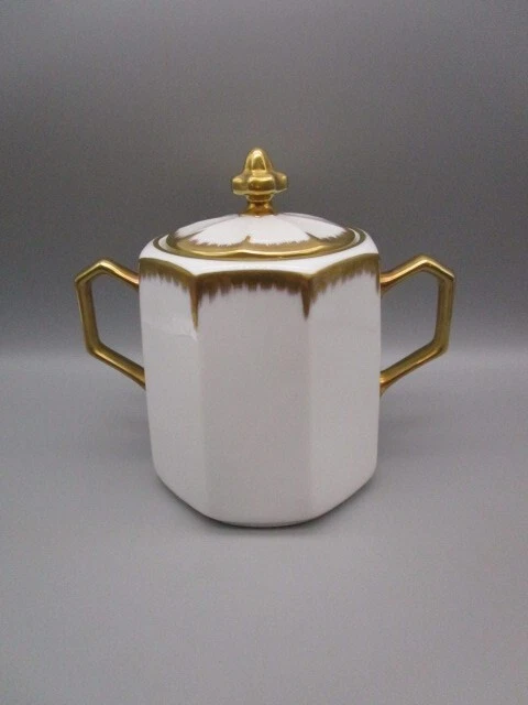 Ancien Sucrier Porcelaine LG Et Cie France – Motif Floral Bleu – Époque Rétro