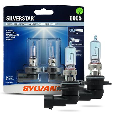 Sylvania SilverStar 9005 Halogen Headlight Bulbs Pair Whiter Light Better Vis...