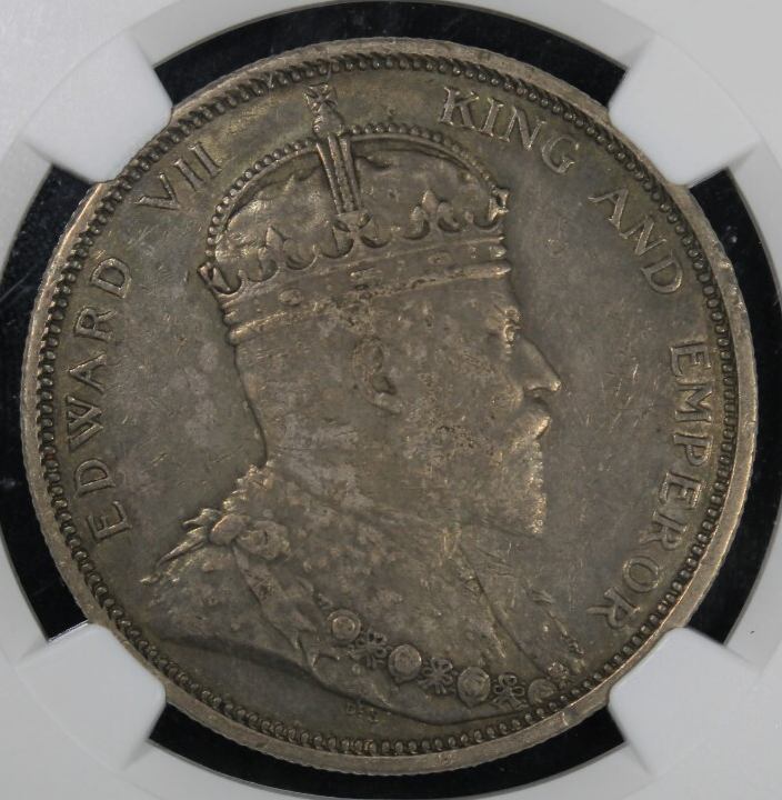 1903-B Straits Settlements $1 Dollar Raised Mintmark NGC Cleaned