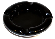 Vintage Cigarette/Cigar Ashtray ~ Very Thick & Heavy Black Glass  Unbranded  GC