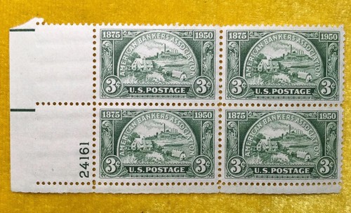 NANEE-B) US # 987 MOGLH PB OG 4 STAMPS AMERICAN BANKING 1950 3 CT. B205