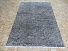 5'11 x 8'9 Hand Knotted Brown Modern Gabbeh Oriental Rug With Silk G9566