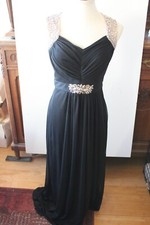 Betsey & Adam Black Beaded Gown Dress Sz 6 L#640