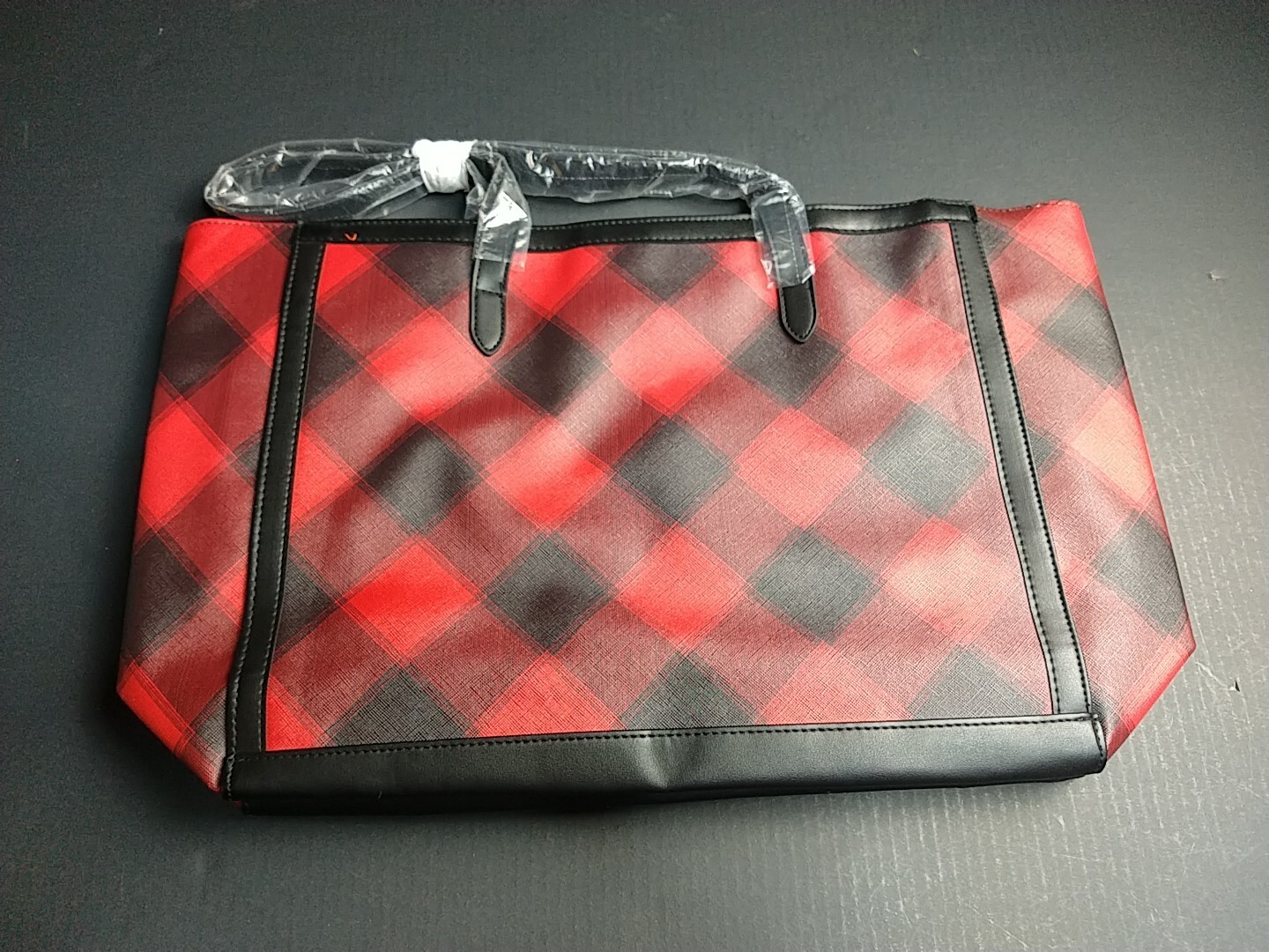 Victoria's Secret Red / Black Checkered Tote Bag image 3