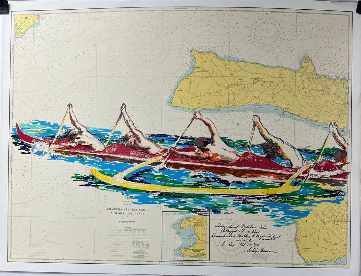 Leroy Neiman Outrigger Canoe Race Serigraph On Paper Molokai 55