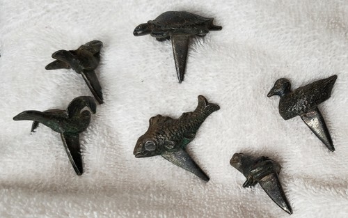 Vintage 6 Of Animal Metal Birthday Candle Holders Birds Turtle Fish Frog Duck Ex Ebay