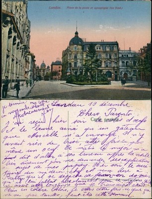 Landau in der Pfalz Postplatz mit Synagoge Place de la poste et synagogue 1910