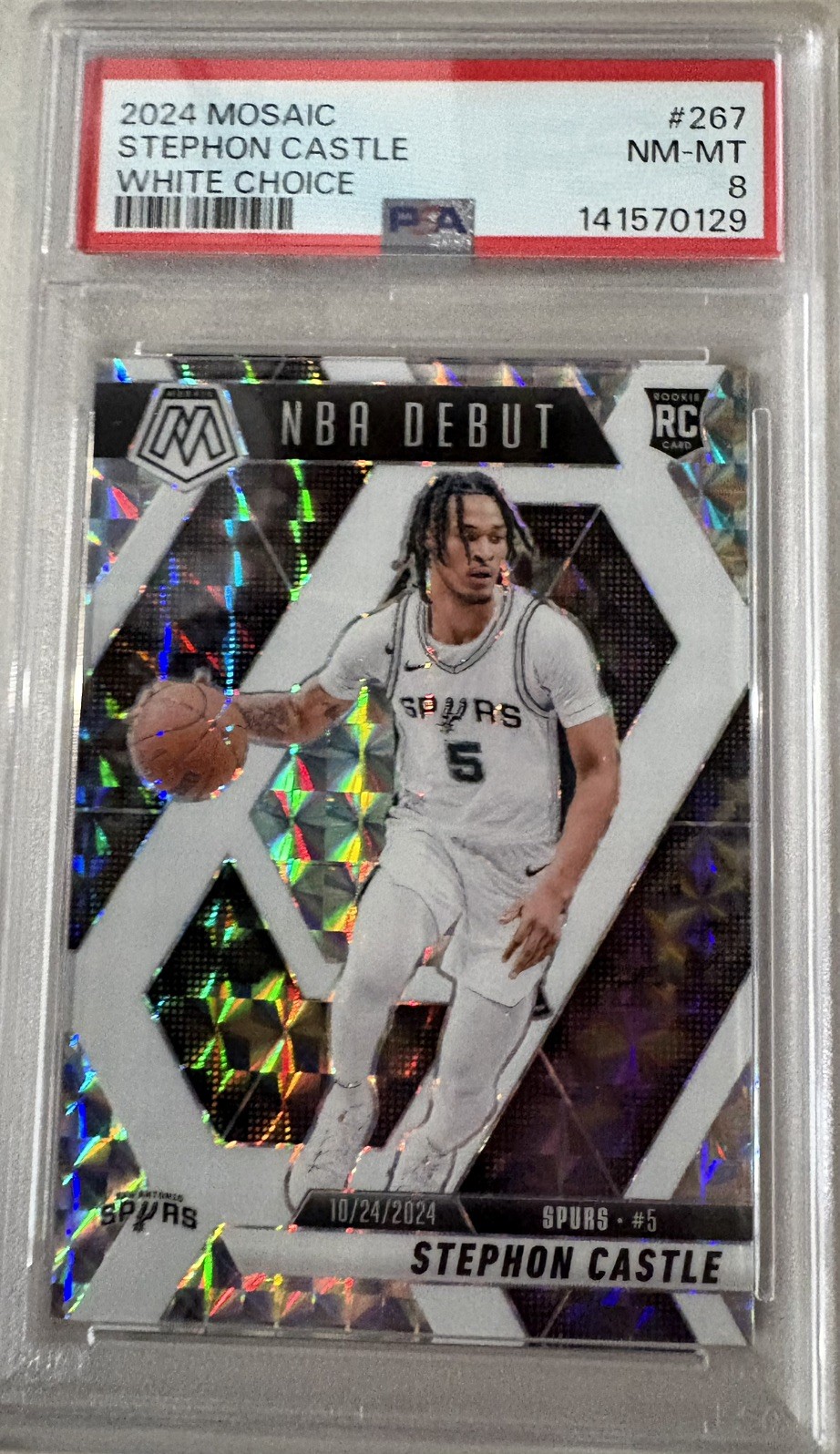 2024 Panini Mosaic Stephon Castle White Choice 35/35 PSA 9 RC #267