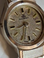 Vintage Bucherer watch missing crystal, movement runs, some gold plating wearing