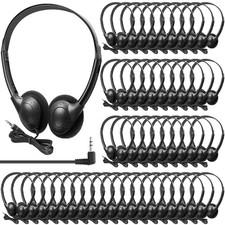 100 Pack Headphones for Classroom Bulk Students Adjustable Headphones Wired P...