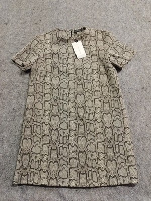 Zara Shift Dress Women's Med Short Sleeve Crew Neck Above Knee Snake Print NWT