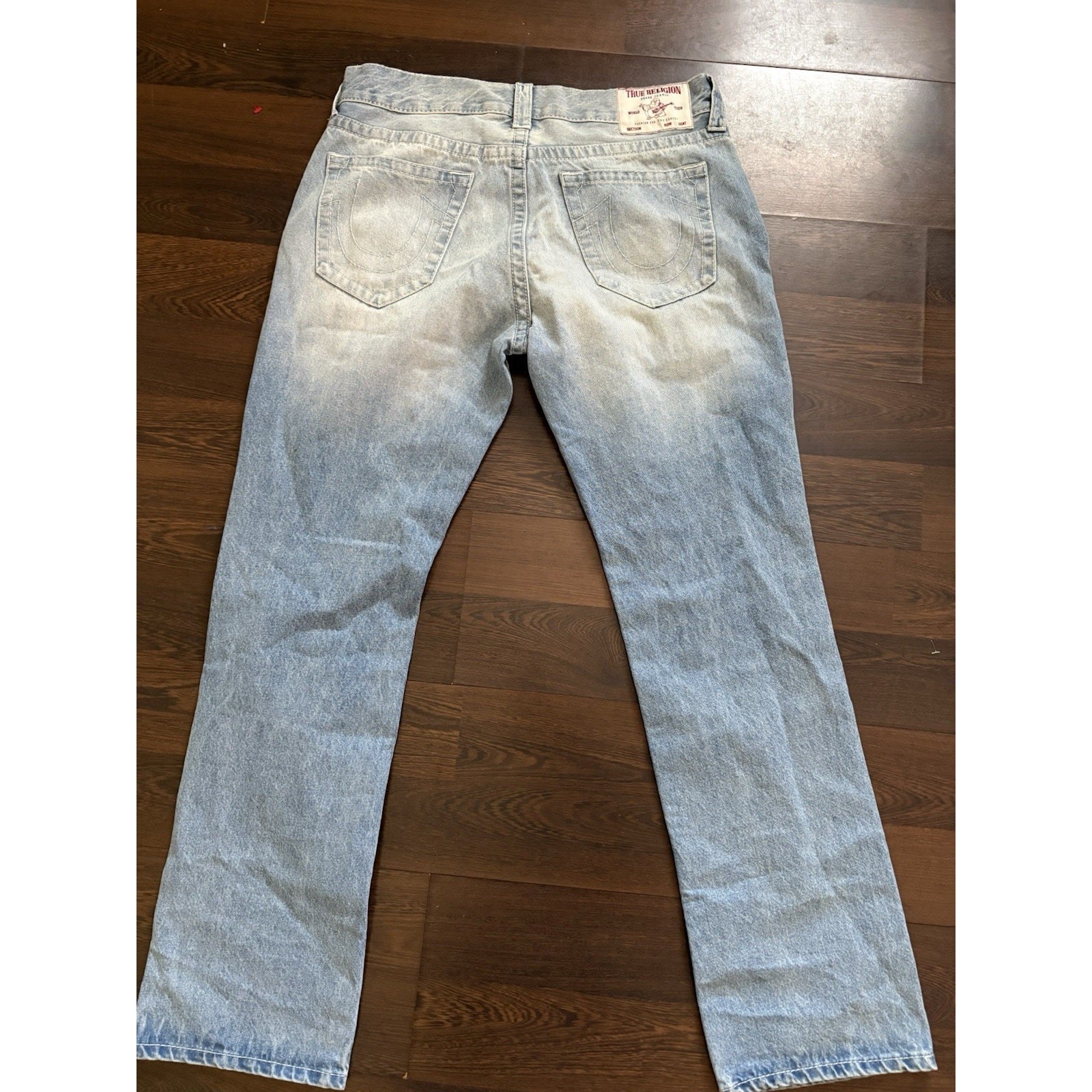 Rare True Religion Ricky Big T Patchwork Applique Straight Jean 34x32 $224 image 5