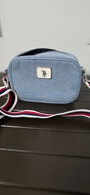 US Polo Assn Mens Light Blue Denim Camera Bag Crossbody Shoulder Purse Blue Red