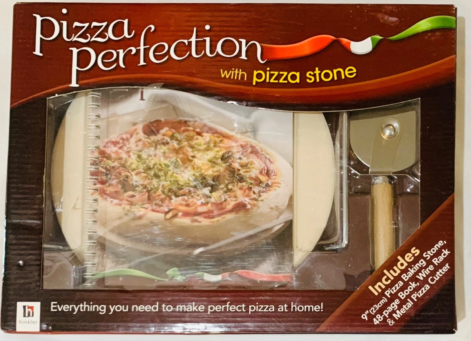 Hinkler Pizza Perfect Pizza Stone Kit, (Pizza Stone, 48-Page Book, Wire Rack,Cut