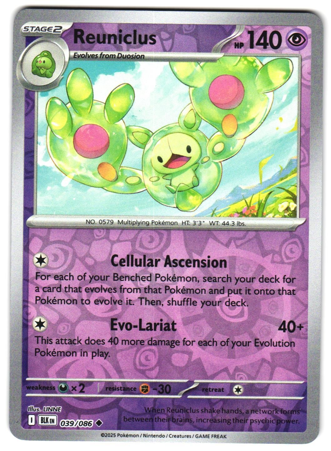Reuniclus 039/086 NM Reverse Holo SV: Black Bolt Pokemon TCG
