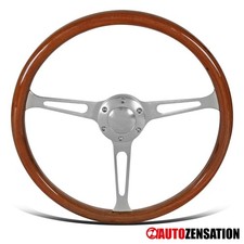 380mm15inch Aluminum Spokes Vintage Classic Wooden Wood Grain Steering Wheel
