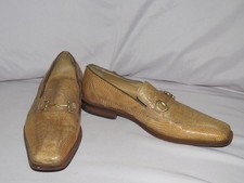 David Eden Tan Genuine Ostrich Leg-Lizard Slip On Shoes Size 10 1/2