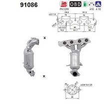 Katalysator AS 91086 für OPEL AGILA H08 F68 LPG SUZUKI SPLASH EX SWIFT 4 FZ NZ