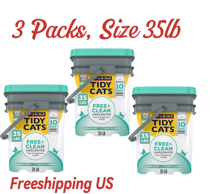[HOT SALE] 3 Packs Purina Tidy Cats Free and Clean Unscented Cat Litter, NEW USA