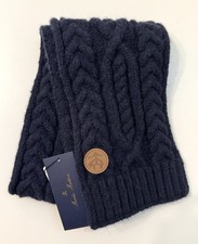 NEW Brooks Brothers Boys Kids M/L Cable Knit Pull-through Scarf Navy 40x6