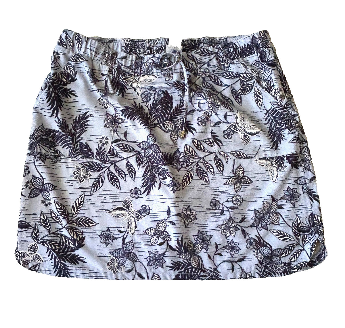 Chicos 1.5 Zenergy Golf  Active Skort 10 Blue Floral Stretch Skirt with Shorts