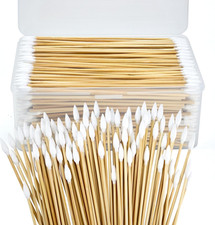 500/1000 Count 6'' Long Round/Pointed Cotton Swabs Durable Stem, Lint- Free Gun