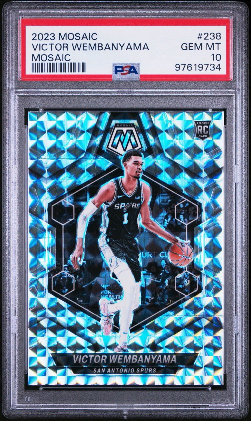 2023-24 Panini Mosaic - Rookies Victor Wembanyama #238 Mosaic Prizm (RC) PSA 10 view 1