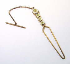 Antique Victorian Glove Button Hook Enamel Flowers T-Bar 10k Gold