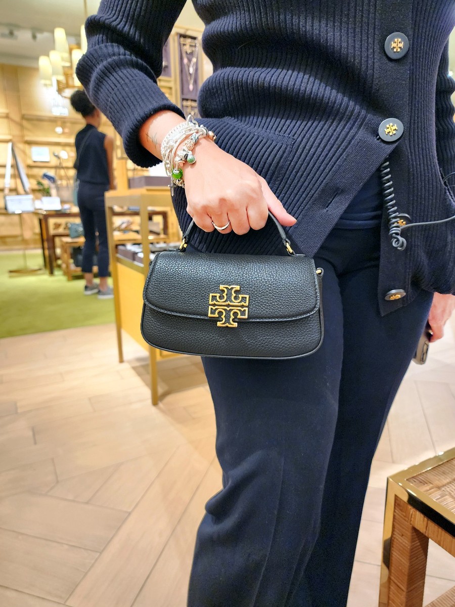 Tory Burch Britten Black Pebbled leather Mini Bag Crossbody Purse